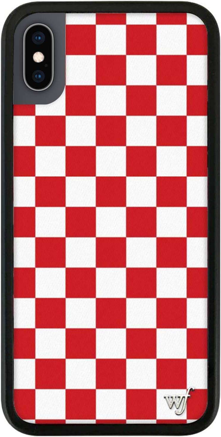 Wildflower Limited Edition Cases Compatible with iPhone X and XS (Red Checkered)
