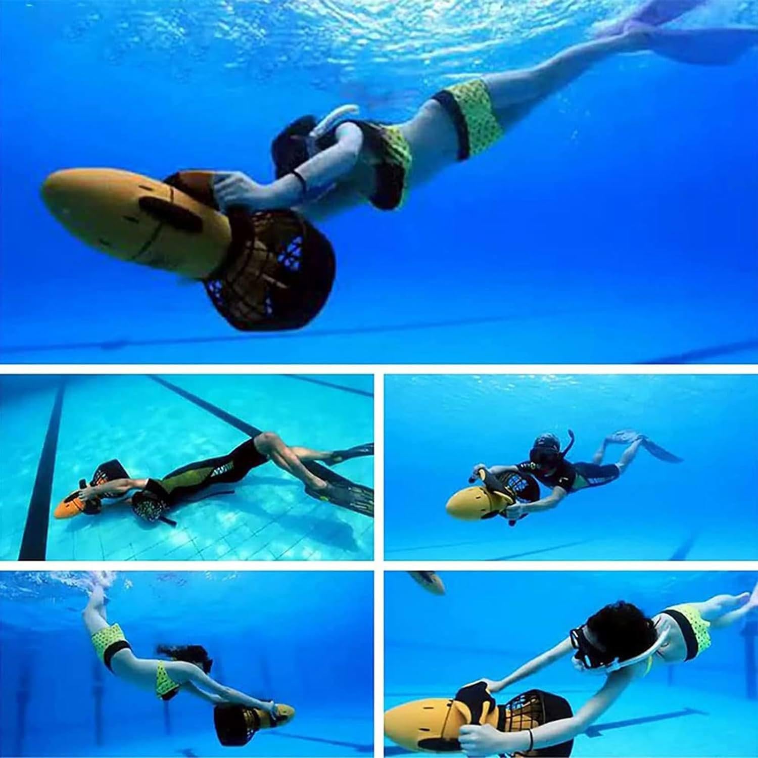 Electric diving scooter, Underwater scooter scooter water propeller device submerged by 500 W swimming device 500w for aquatic adventures underwater diving, snorkeling, yellow 9 71VJr2qTopL. AC SL1500