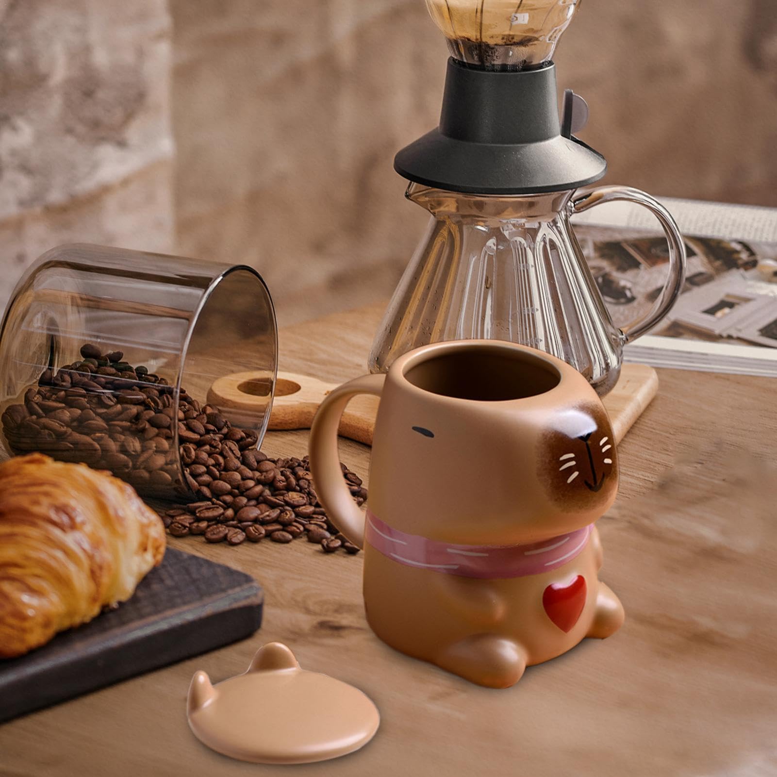 Tazza In Ceramica Capibara Con Coperchio E Cucchiaio - 400 Ml, Originale Per Caffè E Tè, Idea Regalo - 4