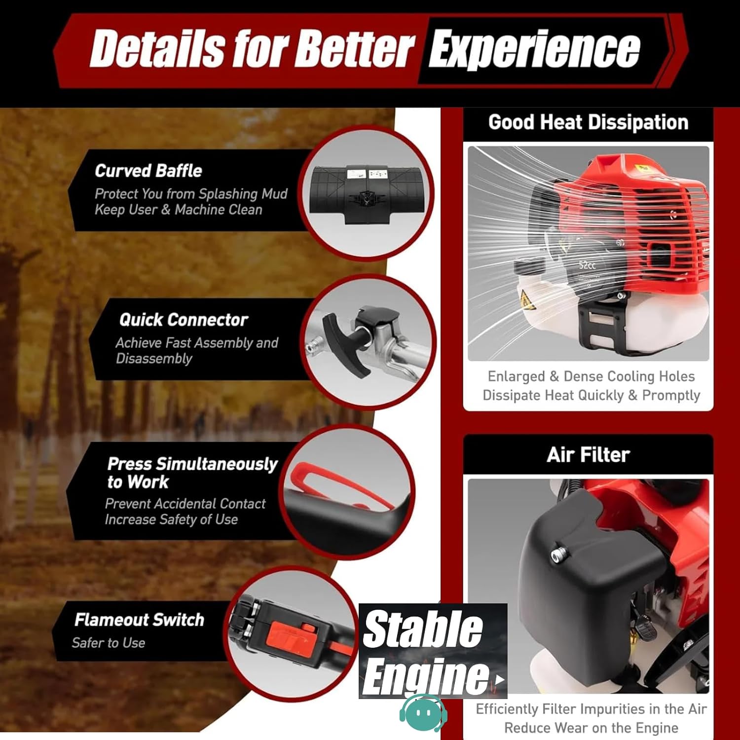 Gas Powered Snow Sweeper Brush Broom, Cordless Hand Held Walk Behind Power Shovel Snow Cleaner for Driveway Lawn Garden, 52CC 2-Stroke, 2.4HP (27.2x10.4 EPA)