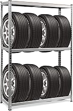 GiantexUK 3-Tier Tyre Racking, 8 Tyres Heavy Duty Garage Shelving Unit with Adjustable Shelves & Non-Slip Foot Pads, Industrial Tire Storage Rack for Warehouse Workshop, Load Capacity 795kg
