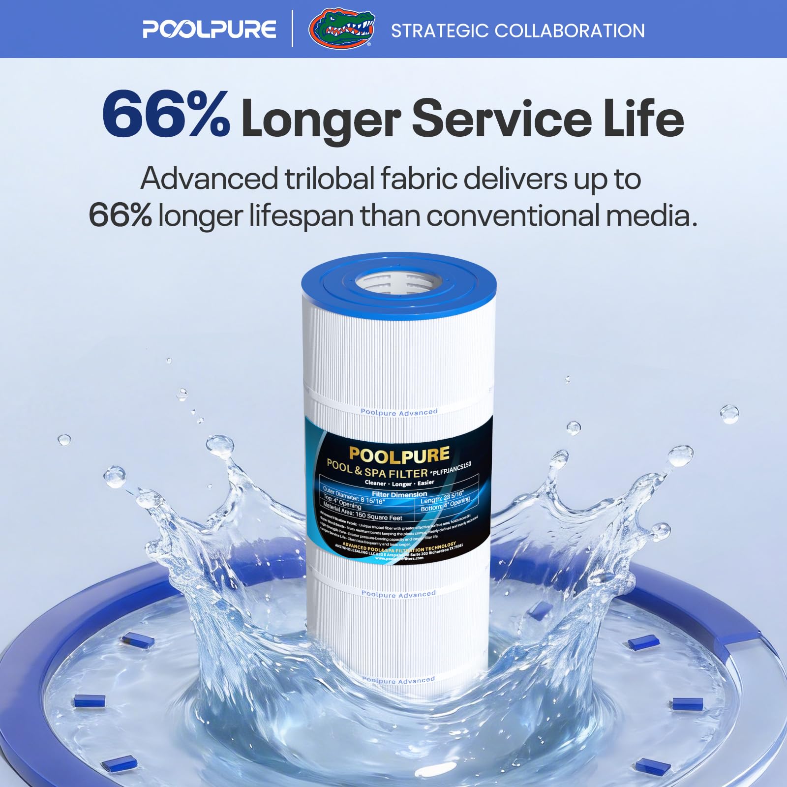 POOLPURE PLFPJANCS150 Filtre de Piscine remplace Jandy CS150, R0462300, PJANCS150, Unicel C-8414, C-8317, Waterway Pro Clean 817-0075N, 817-0150N, Filbur FC-0822, FC-1273, FC-1288 7, Hayward C. 1502