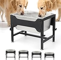 BWOGUE 3 Gallon Elevated Large Dog Water Bowl - Adjustable Height Stainless Steel Stand for Giant Breeds, Non-Slip, Joint Relief Indoor Outdoor