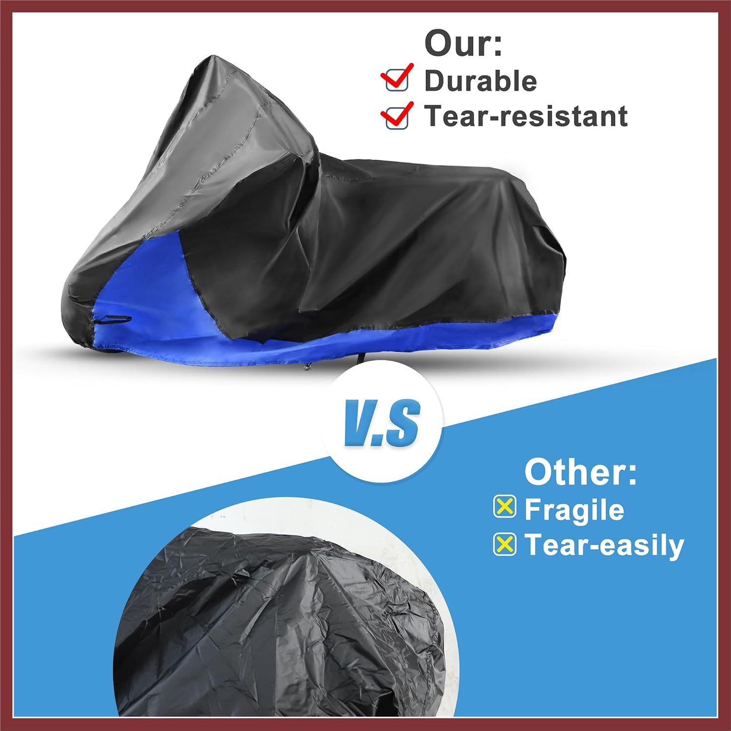2 in 1 Motorcycle Cover Rain Dust Motorbike Covers Protector for Harley Softail Slim Heritage StreetBob Low Rider S Nightster Dyna Cruisers Models Black Blue Replace Parts