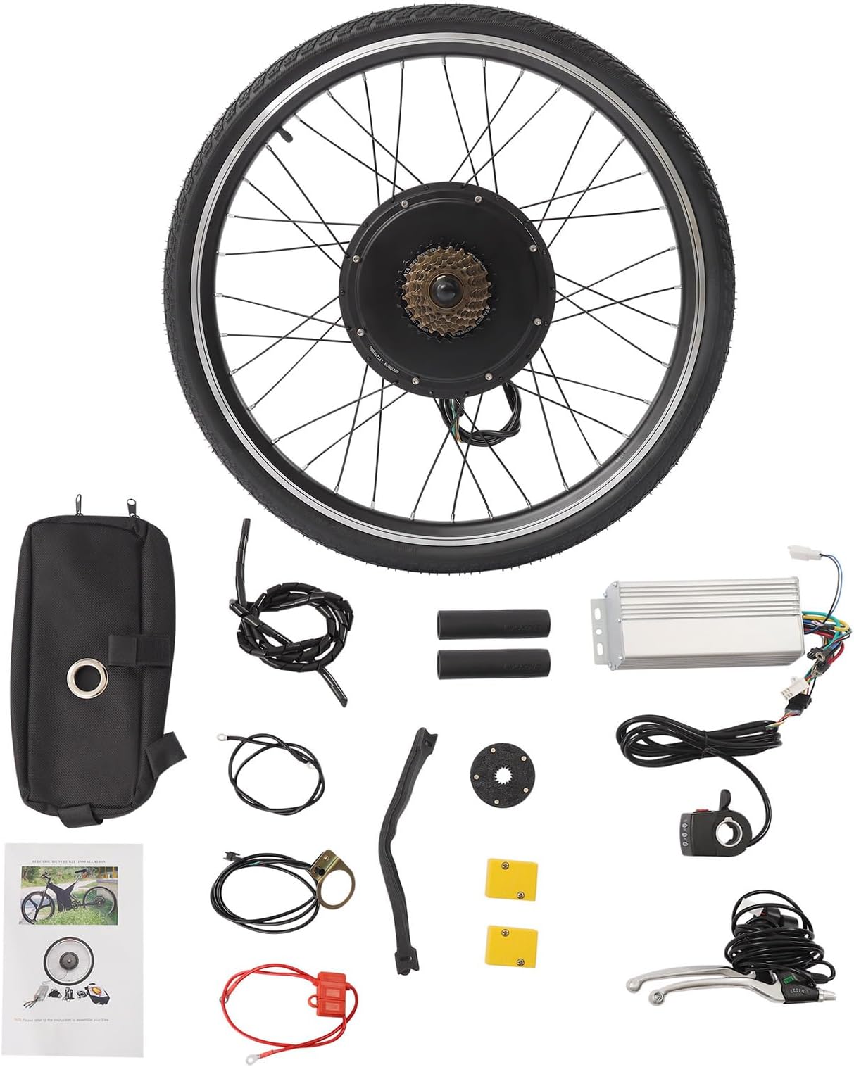 Electric Bicycle Motor Kit Front/Rear Wheel Bike Modification Kit E-Bike Front/Rear Wheel Conversion Kit with Display for Assembling and Modifying The Rear/Front Wheels