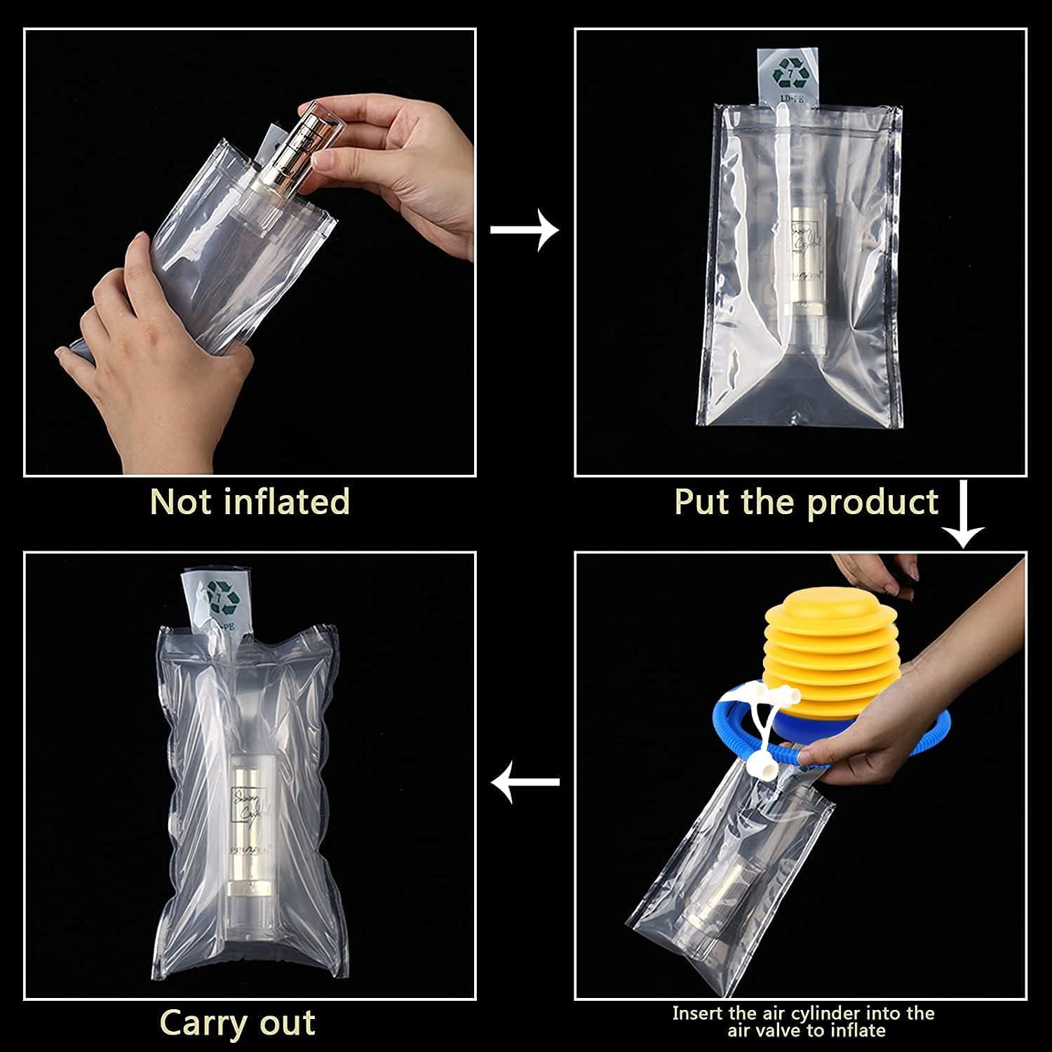 OULIGET Packaging Air Bags,Clear Plastic Inflatable Air Packaging Protector Bag with Foot Pump,Air Cushion Blocking Packaging Bag,4x6 Inches,200 Pieces,4x6 Inches