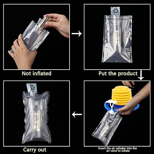 Miniatura 3 de Bolsas de aire de embalaje, bolsa protectora inflable de plástico transparente con bomba de pie, bolsa de embalaje de bloqueo de cojín de aire, 4 x