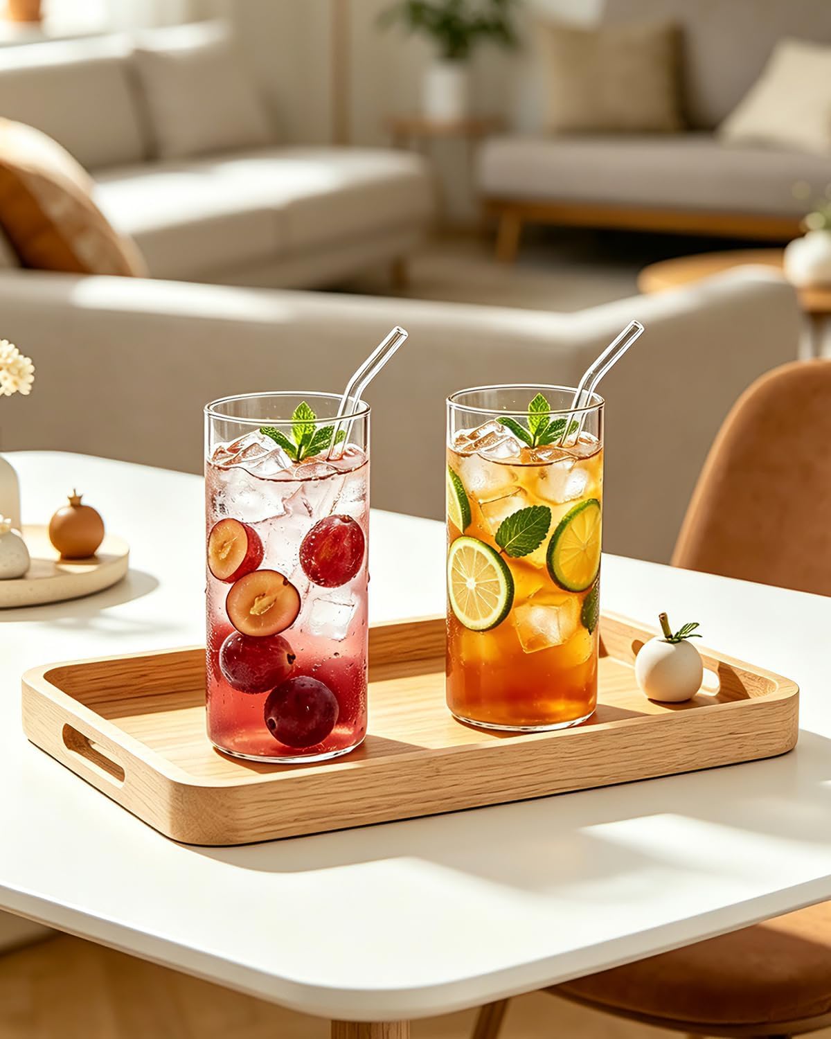 LUXU Drinking Glasses 19 oz, 6 pcThin Highball Glass,Clear Tall Beer Glass