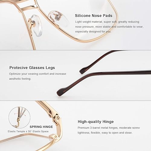 Miniatura 5 de Gafas de lectura para hombre, cuadrado, doble puente, bloqueo de luz azul, para lectura de computadora