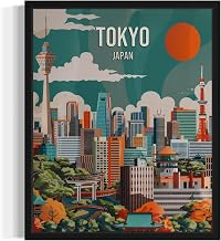 Tokyo Japan City Wall Art Poster Print, Asian Landscape Scenery Painting Artwork Travel Prints Decor Cityscape Landmarks Gallery 26 (Tokyo Japan, 11 x 14 inches, Unframed)