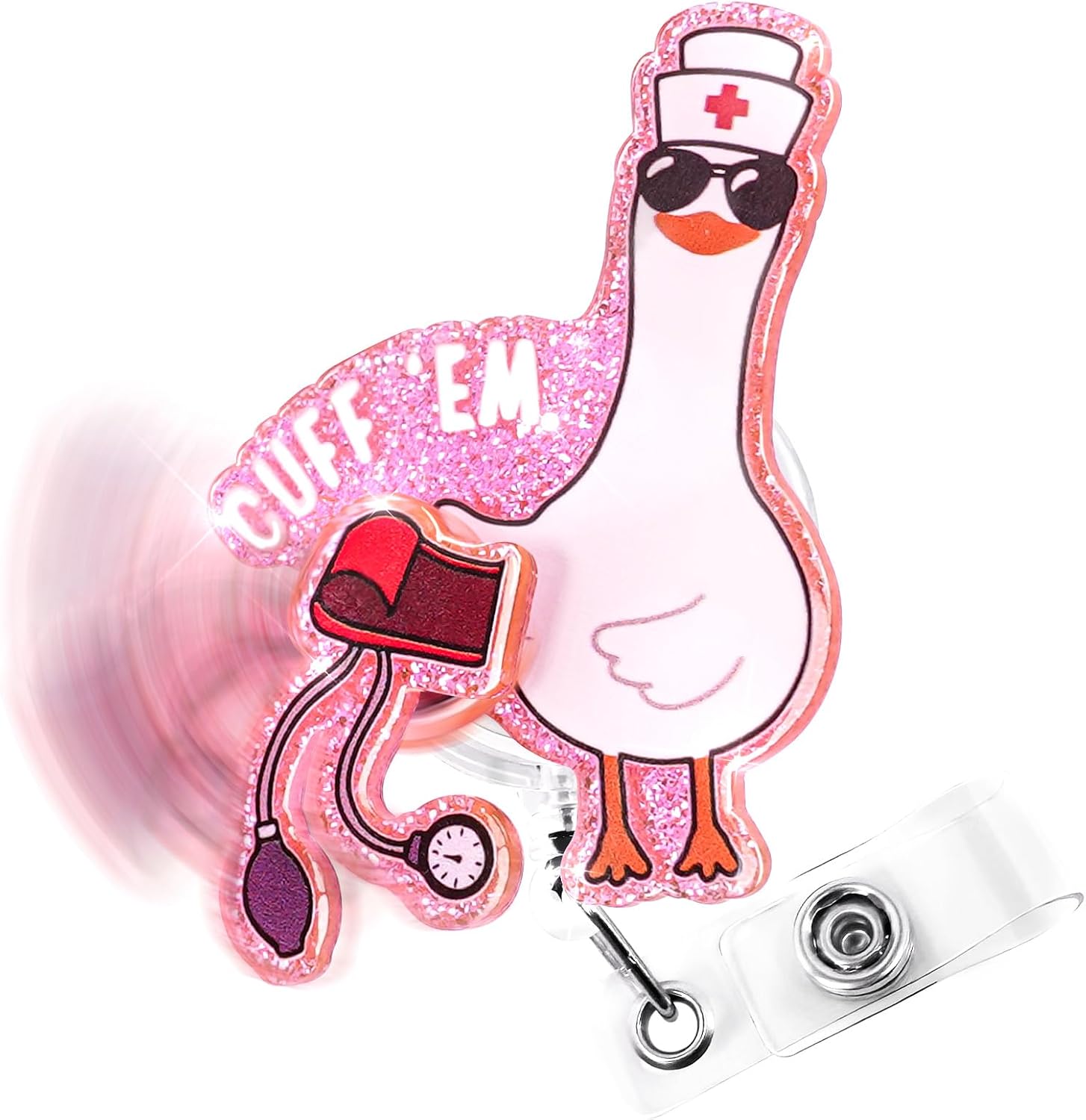 Funny Nurse Gifts - Rotating Silly Goose Badge Reel for Nurse