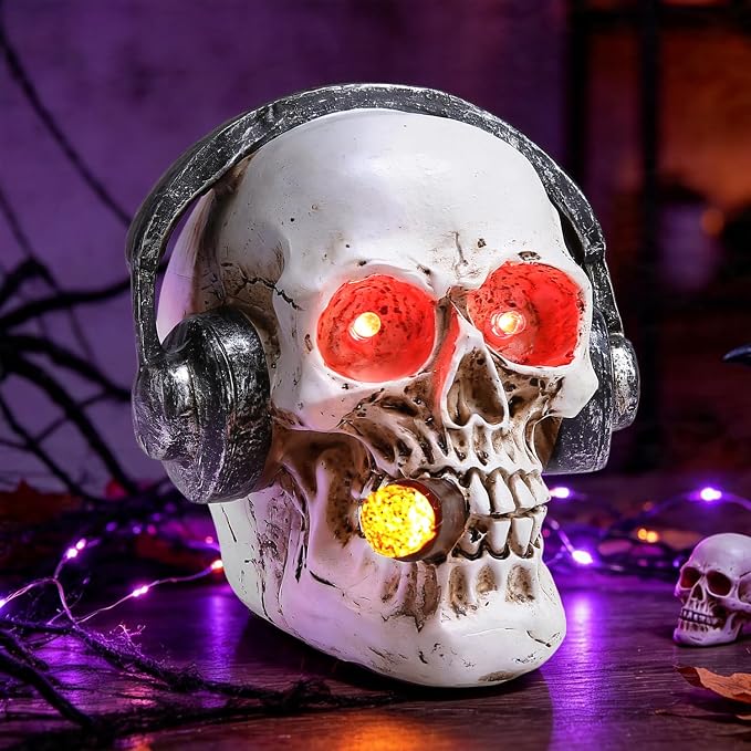USJOK Resin Skull with LED Lights Review: Illuminated Halloween Decor