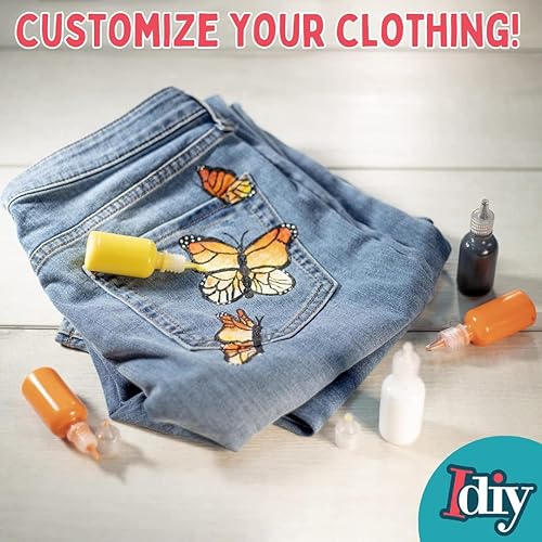 Miniatura 7 de Pinturas para tela (juego de 60 colores), botellas de 1 onza, pintura para ropa 3D, incluye purpurina, metálico, brillo, neón, 5 plantillas y 3