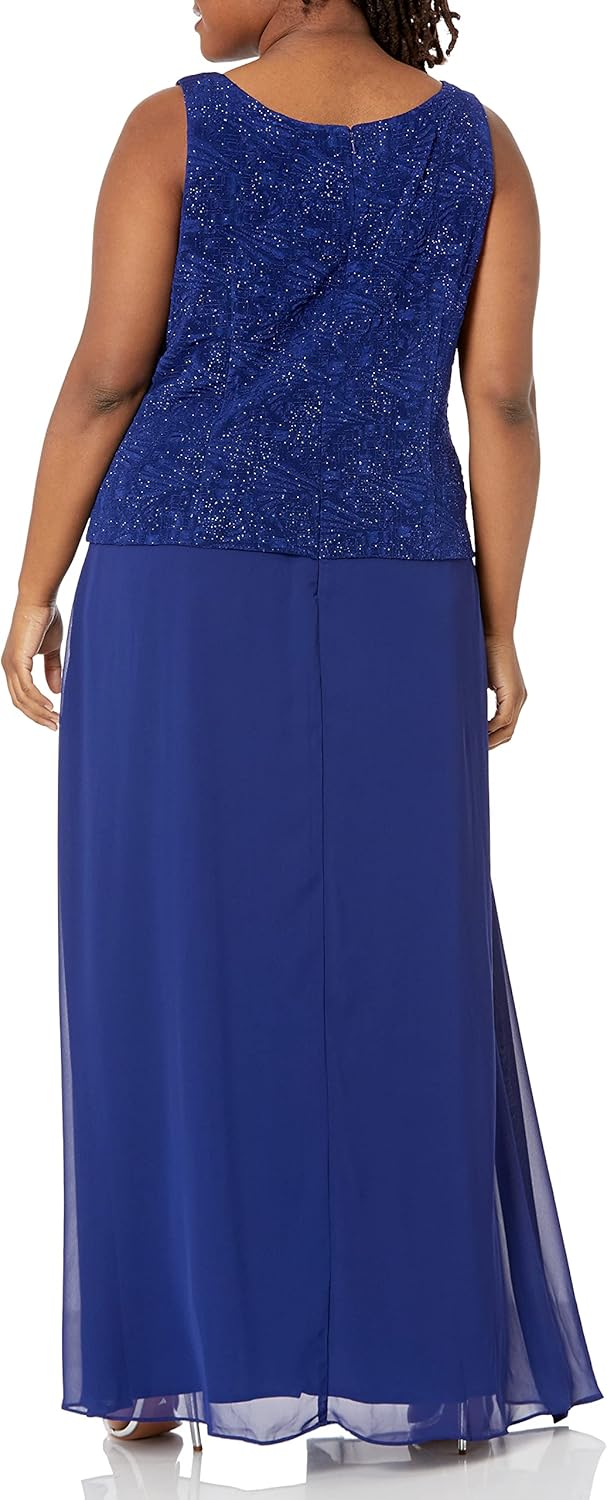 Alex Evenings Women's Plus Size Long Dress with Mandarin Neckline Jacket at  Women’s Clothing store
