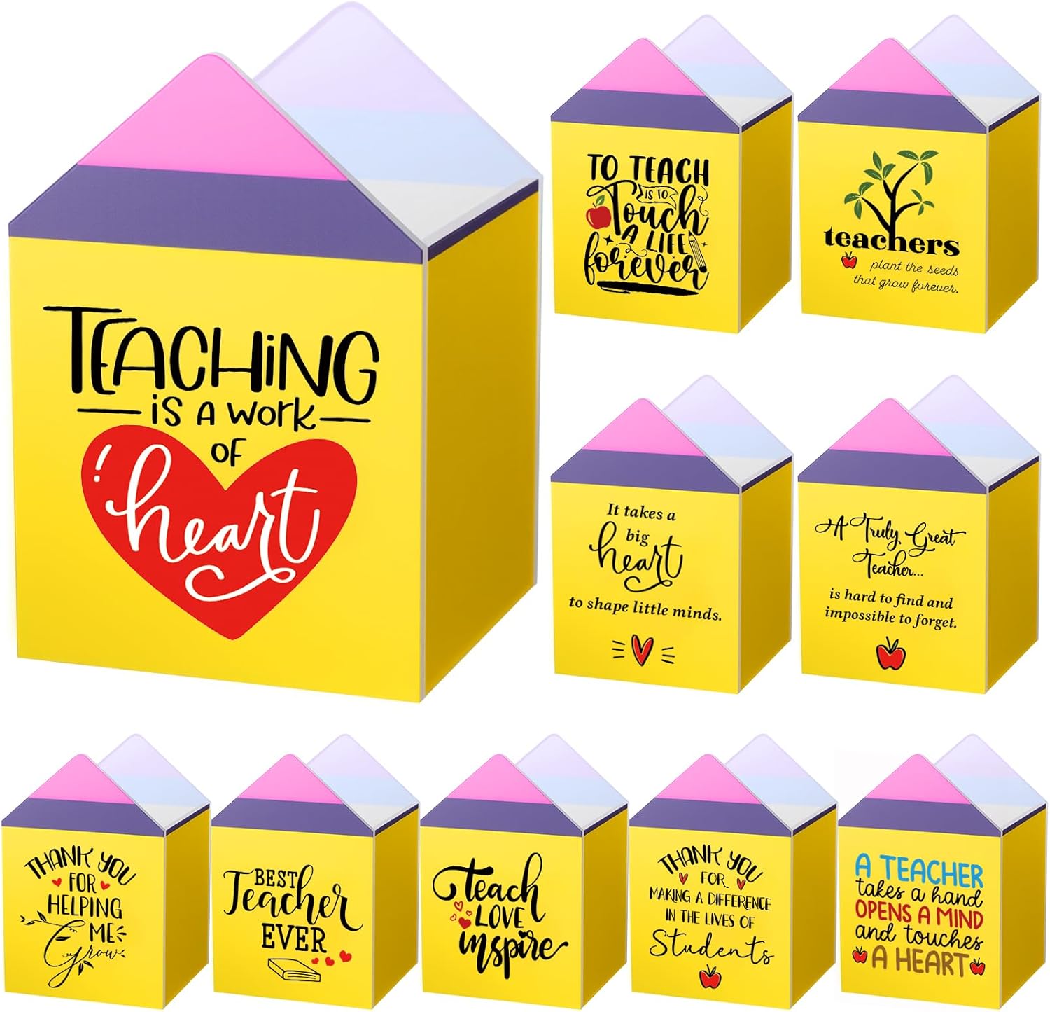 Sherr 10 Pcs Teacher Appreciation Gifts Bulk Pencil Shaped Pen Holders Acrylic Pen Organizer Containers Teacher Appreciation Week Gifts for Teachers Paraprofessional Coworker School Office Desk Decor