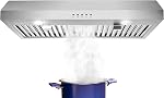 SNDOAS Under Cabinet Range Hood 30 inch with 3 Way Venting,Stainless Steel Range Hood 700 CFM,Under Cabinet Hood Ductless Convertible Duct,Kitchen Vent Hood 30 inch,Baffle Filters,LED Lights
