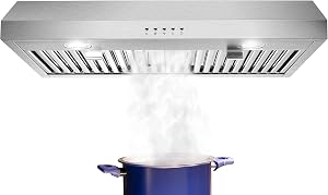SNDOAS Under Cabinet Range Hood 30 inch with 3 Way Venting,Stainless Steel Range Hood 700 CFM,Under Cabinet Hood Ductless Convertible Duct,Kitchen Vent Hood 30 inch,Baffle Filters,LED Lights