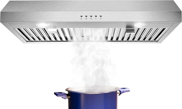 SNDOAS Under Cabinet Range Hood 30 inch with 3 Way Venting,Stainless Steel Range Hood 700 CFM,Under Cabinet Hood Ductless Convertible Duct,Kitchen Vent Hood 30 inch,Baffle Filters,LED Lights