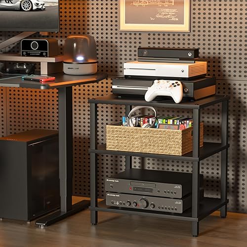 Miniatura 8 de Soporte para reproductor multimedia AV de 3 niveles, gabinete estéreo, gabinete estéreo moderno, estante de consola de juegos, soporte de TV de