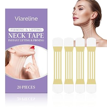 Neck Lift Tape, 20 pcs Neck Tape Lifting Invisible or Double Chin and Sagging for Women, Wrinkle Patches Reusable High Elastic Face Lifting Saggy Skin, Hypoallergenic for All Skin