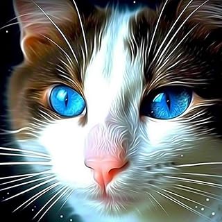 Ginfonr 5D Diamond Painting Diamante Pintura Gato Ojos Azules Kits, Punto De Cruz Diamante Pintura Animal Color De Taladro Completo Con Decoración De Pared De Diamantes Art 35 * 35 cm