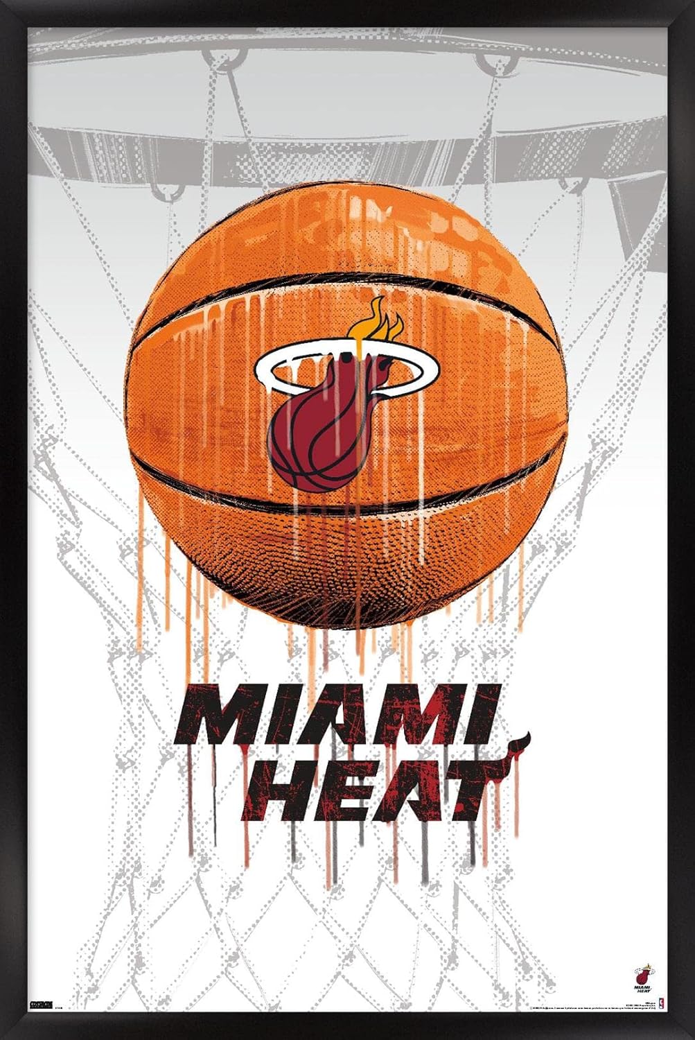 Trends International NBA Miami Heat - Drip Basketball 21 Wall Poster, 22.375" x 34", Black Framed Version
