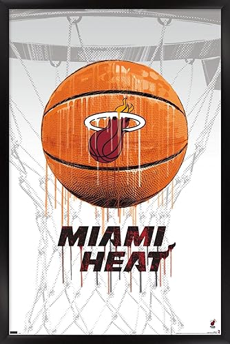 Trends International NBA Miami Heat - Póster de pared de baloncesto 21, 14.725 x 22.375 pulgadas, versión enmarcada negra