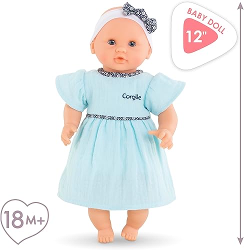 Miniatura 3 de Corolle Bébé Calin Maud - Muñeca de bebé suave de 12 pulgadas con aroma a vainilla, traje azul y ojos durmientes para niñas de 18 meses en adelante,