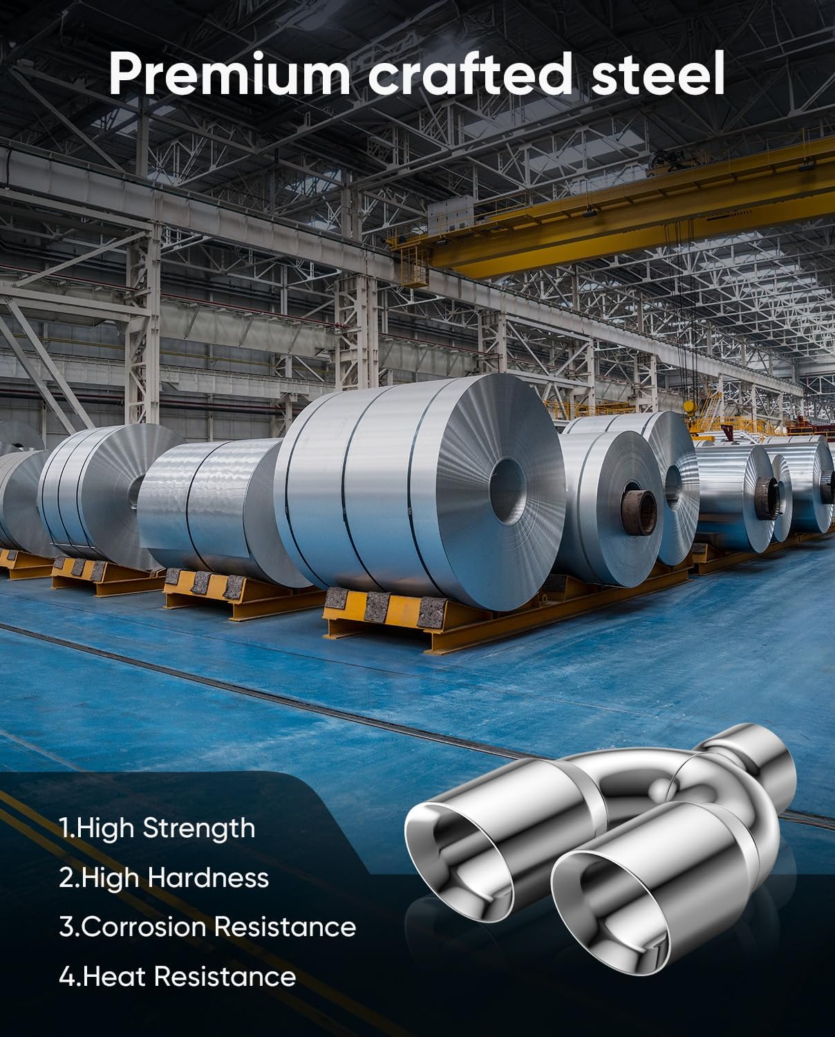 3" Dual Exhaust Tip,3Inch Inlet 3.5inch outlet 9.5" Long Tail Pipe, Double Wall Polished Stainless Steel Exhaust Tip, Car Tailpipe