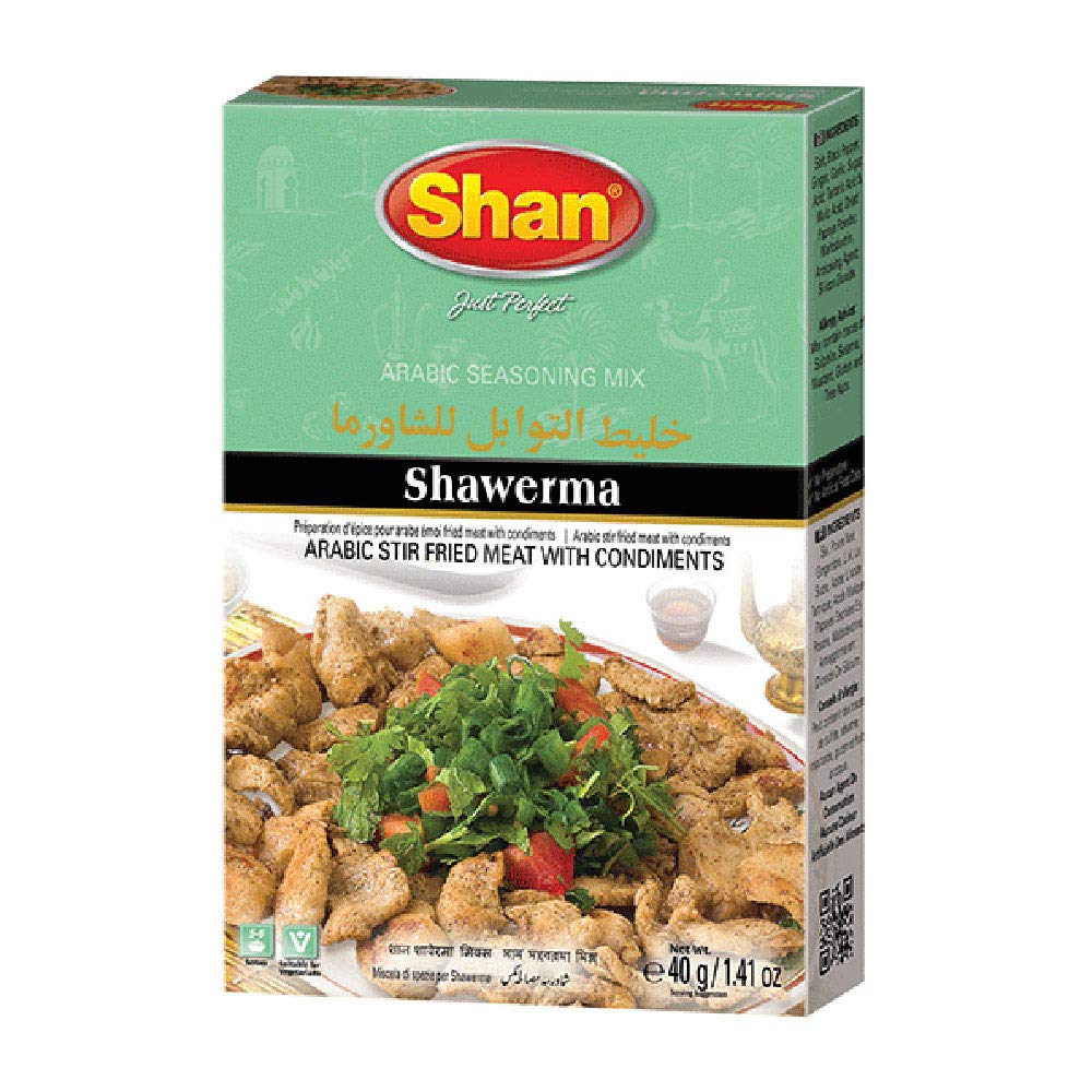 ShanShawerma Arabic Seasoning Mix 1.41 oz (40g) - Spice Powder for Arabic Stir Fried Meat with Condiments - Suitable for Vegetarians - Airtight Bag in a Box