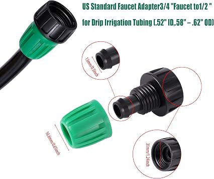 1/2 PVC Garden Irrigation Tube Hose 33ft 10m OD:16mm ID:12mm with Locking Connector for Drip Irrigation System 33 Feet10m