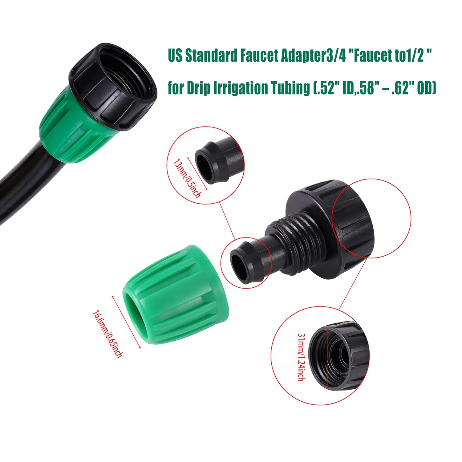 50 Pcs Drip Irrigation Emitters with 1/2”33FT Garden Irrigation Tubing Hose, Adjustable 360 Degree Drippers Sprayer for 1/4 inch Tubing, Garden Drippers Sprayer Perfect for House Garden Water System