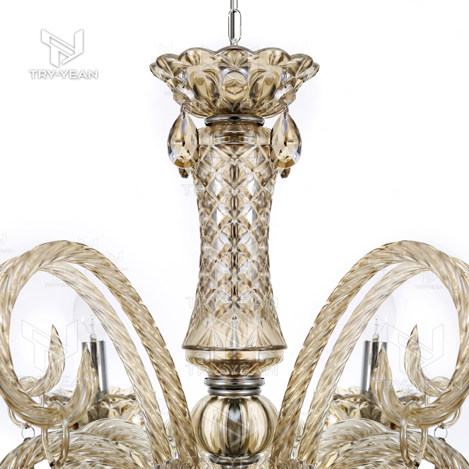 Lampada a 10 Braccia Moderno Lampadario in Cristallo Sospensione Cognac E14 Plafoniera Soffitto K9 Illuminazione Candela Regolabile per Camera da Letto, Soggiorno, Sala da Pranzo, Corridoio