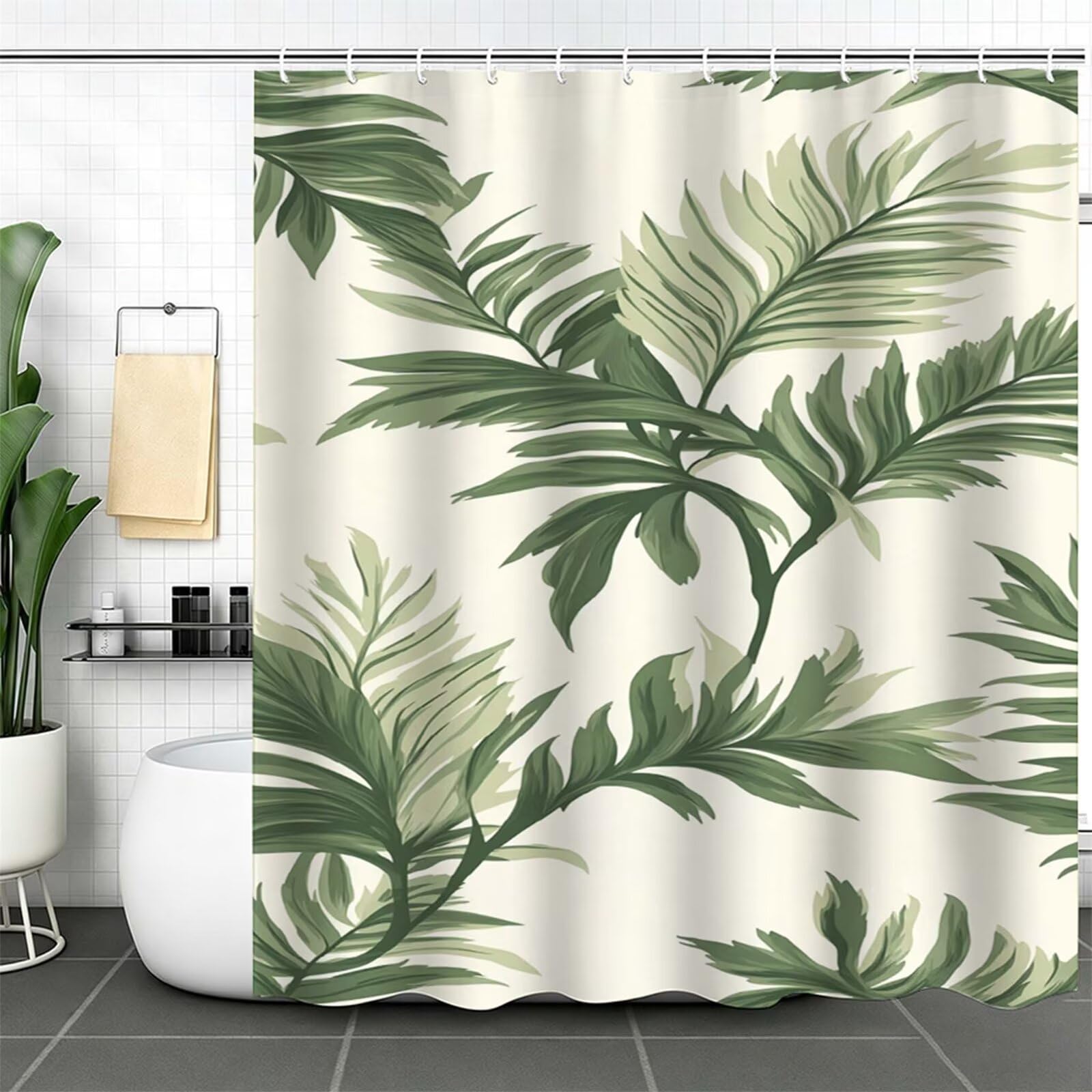 Bianco Tenda Doccia, Tenda per Doccia Tessuto Poliestere Impermeabile Asciugatura Rapida con 12 Anelli, Tende Finestra Bagno e Vasca Pieghevole per Angolare Casa Shower Curtain Semplice J-281