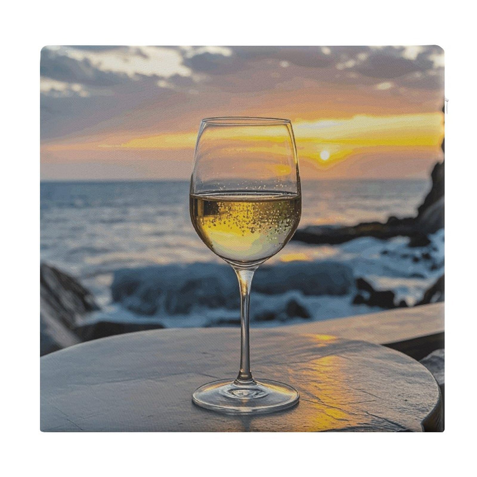 VstaDank Sunset Wine Glass Cushions Memory Dining Chairs Cushion Non Slip Car Seat Cushions Indoo Dining Room Square Chair Pads with Zipper and Removable Cover Cushion