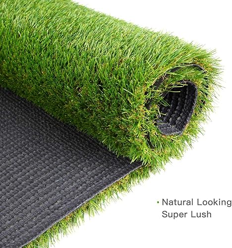 Miniatura 2 de Alfombra de césped artificial con agujeros de drenaje y parte trasera de goma, para interiores y exteriores, realista, sintética, para patio,