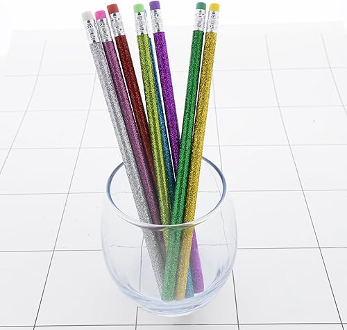 Miniatura 7 de BAZIC - Lápices metálicos de madera con purpurina, borrador sin látex, sin afilar, para niños, estudiantes, artistas (paquete de 8), 2 paquetes