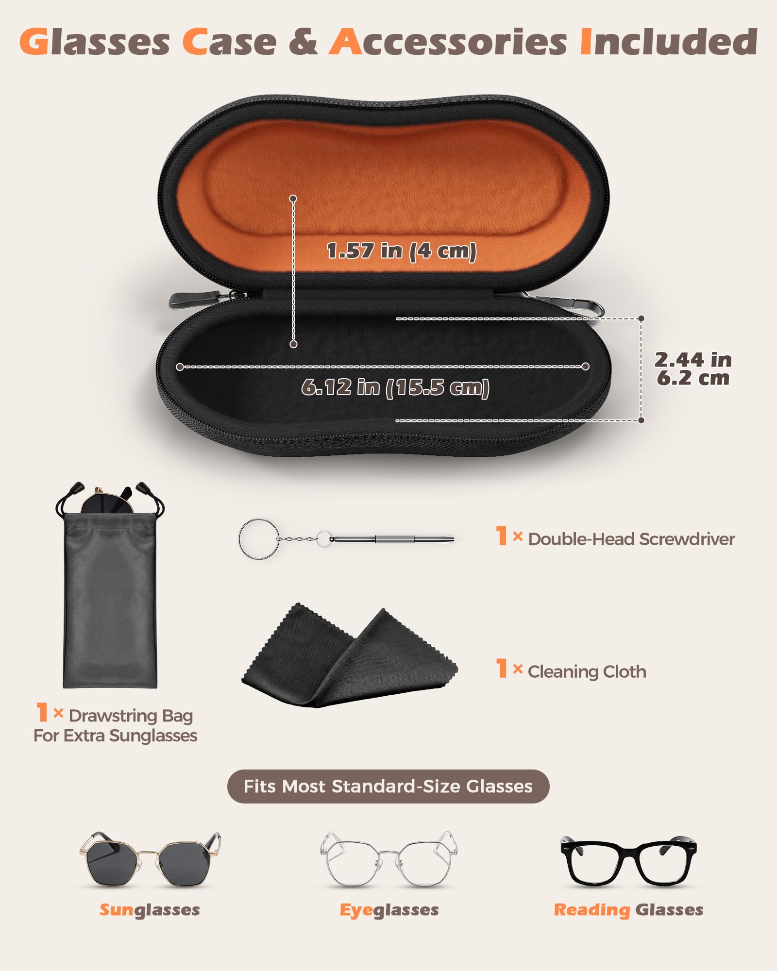 ProCase Etui na okulary, uchwyt na okulary przeciwsłoneczne, organizer na okulary z metalowym haczykiem i aksamitną podszewką, etui do przenoszenia okularów do przechowywania okularów