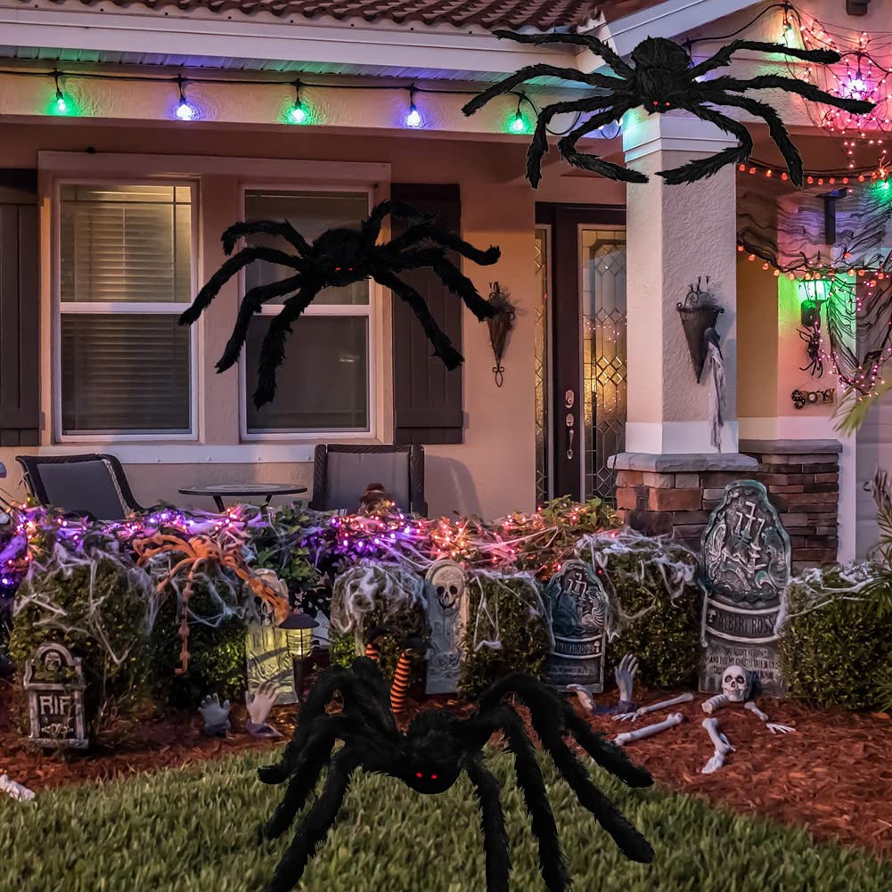 Halloween Realistische Haarige Spinnen Set, 6 Pack Halloween Spinnen Requisiten, Gruselige Spinnen mit verschiedenen Größen für Innen- und Außendekorationen