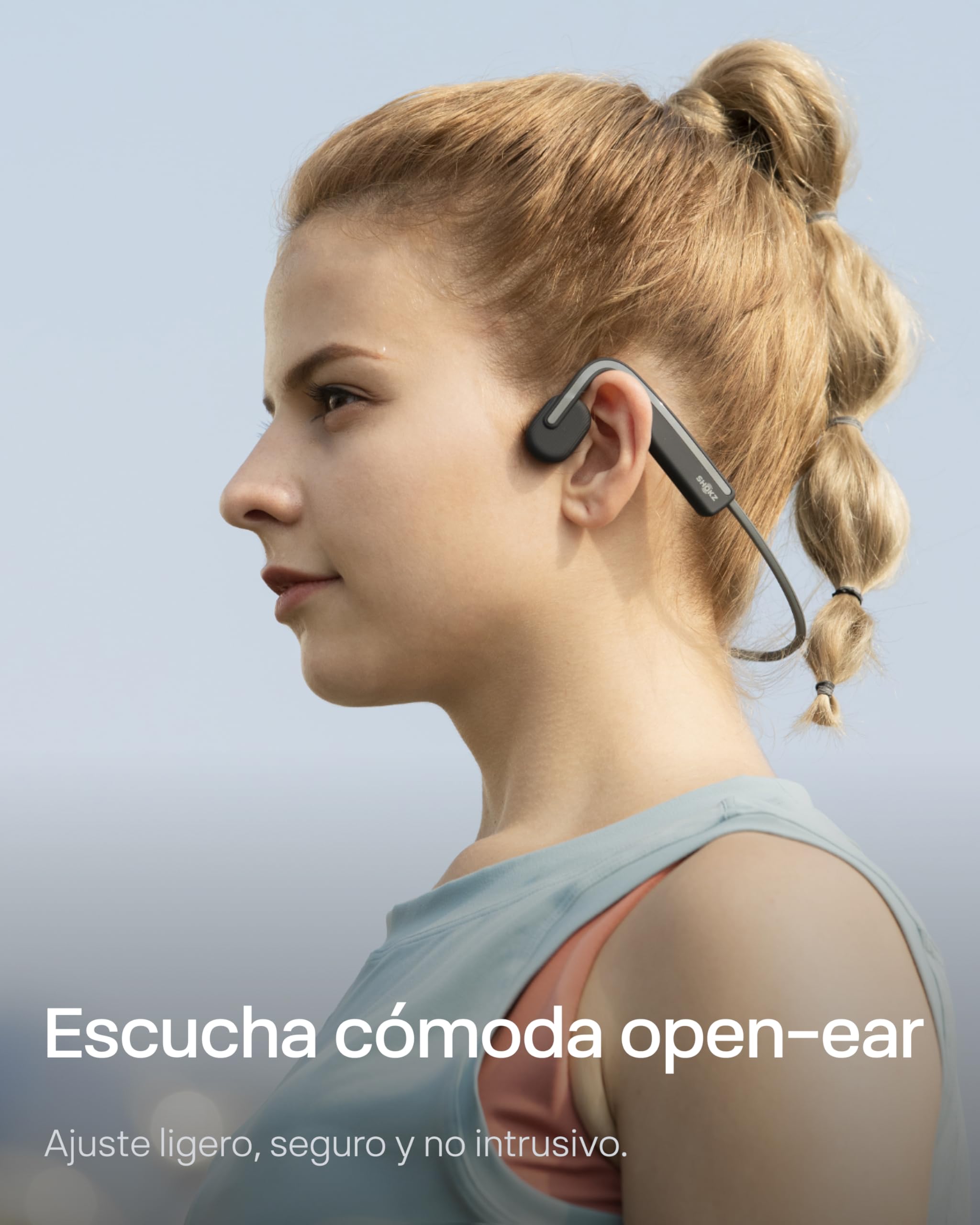 SHOKZ OpenMove Auriculares de Conducción Ósea Bluetooth 5.1, IP55, 29g, Gris