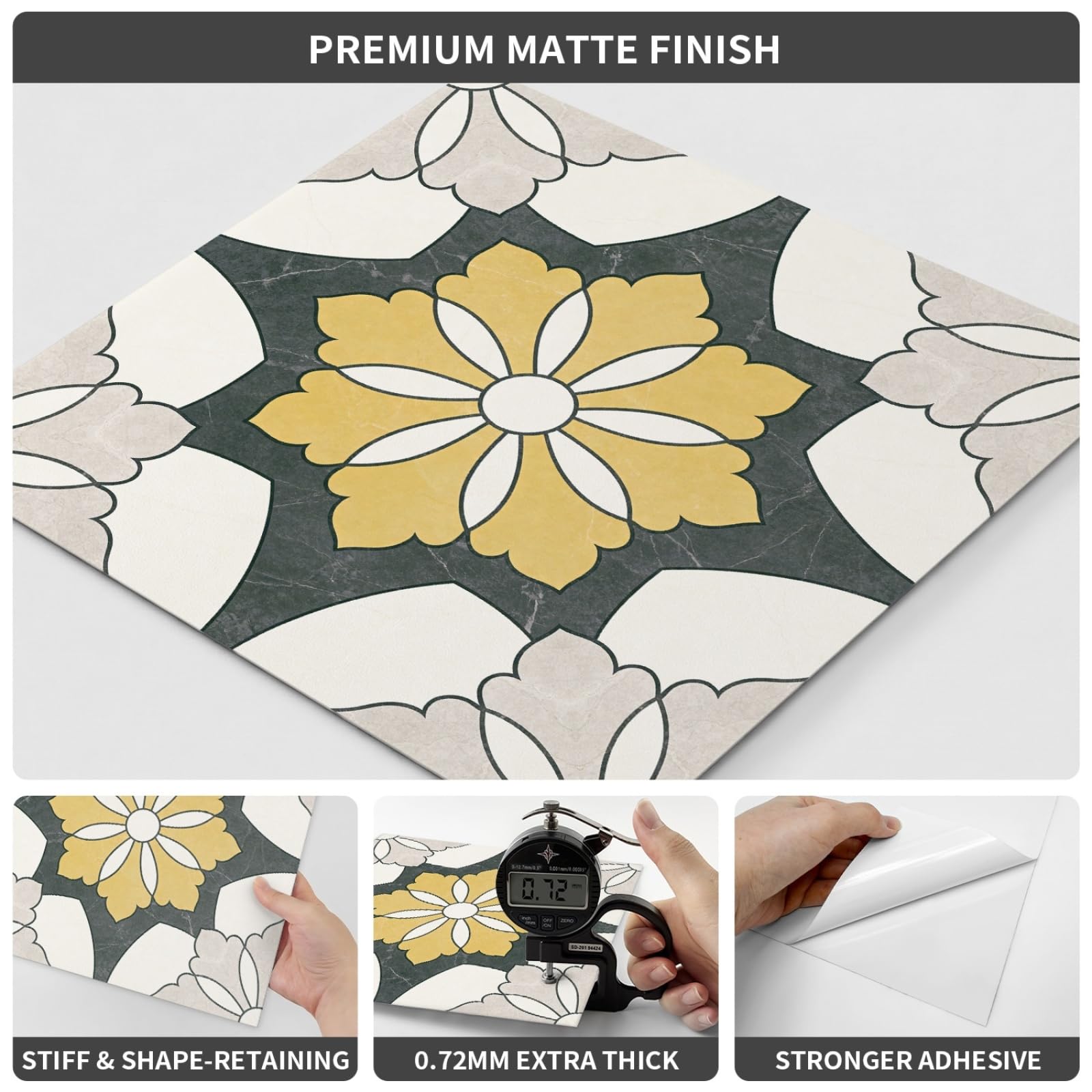 Naklejki na płytki beżowy żółty kwiat naklejki na płytki kuchenne wodoodporne naklejki winylowe samoprzylepne łazienka backsplash dekoracyjne pokrowce 30 x 30 cm/10 szt