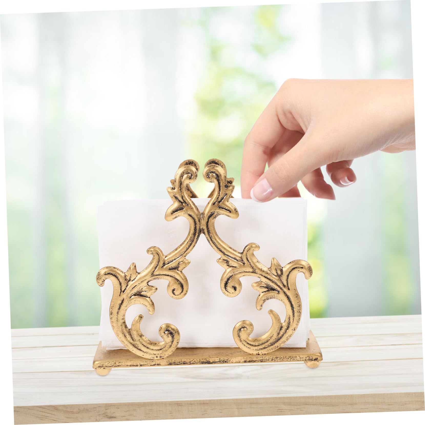 Servilletero para Cocina y Comedor Dorado de Hierro 15x5x13.5 Cm, Dispensador de Servilletas Moderno Compacto, Adecuado para Encimeras y Mesas, Adecuado para Uso en Hogar