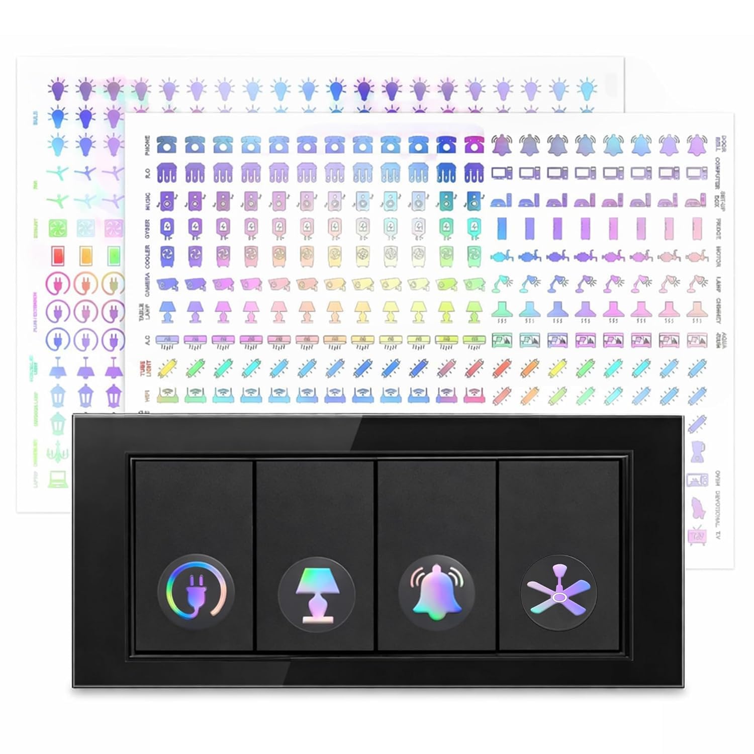 GLUN® 600 Switch Board Stickers 60+ Icons (Monochrome Black) | Luxury Vinyl Decorative Switch Stickers for Home, Hotel, Office & School | Self Adhesive, Waterproof & Removable — Amazon image 11