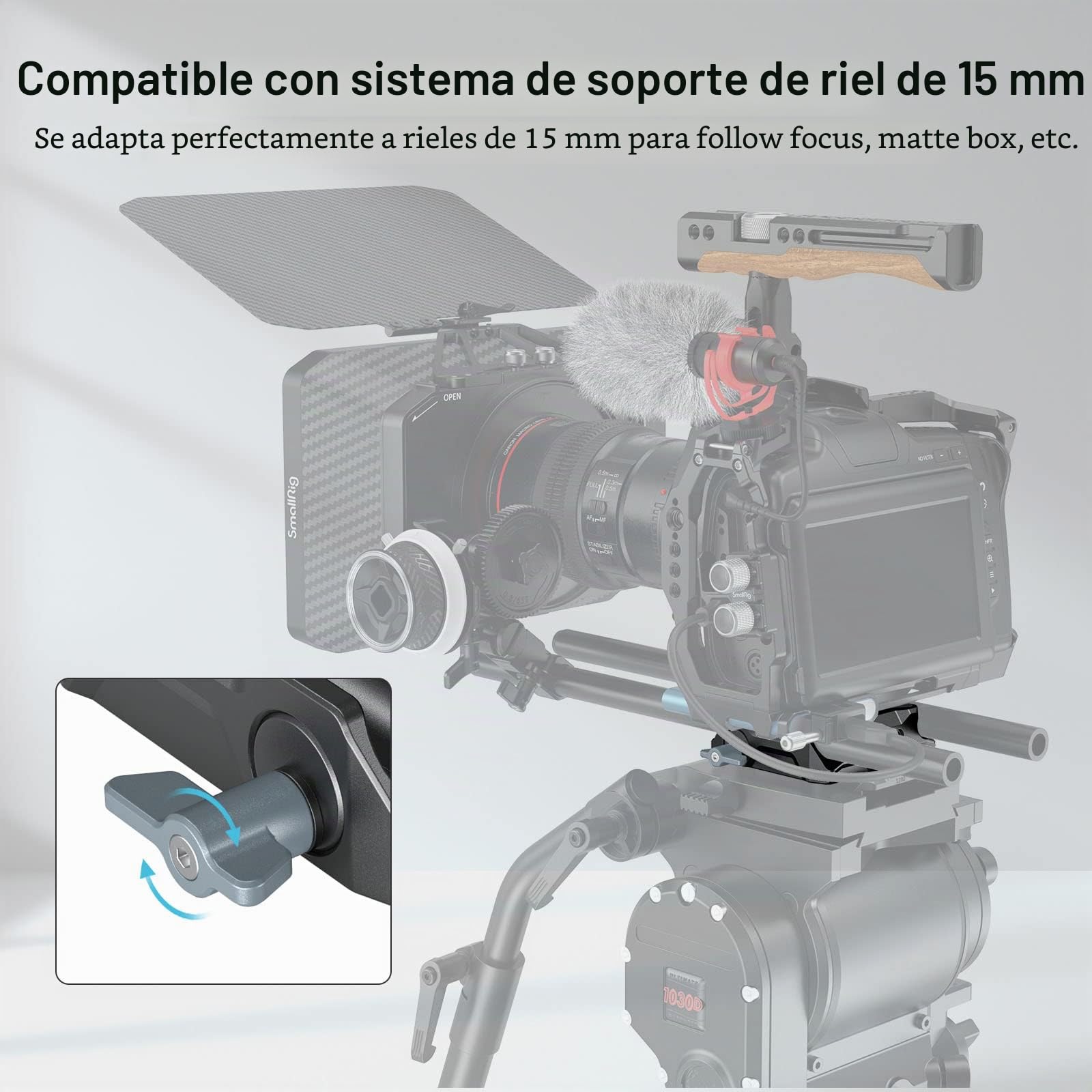 SMALLRIG Baseplate Cámara Universal Base Plate, 15mm LWS Placa de Base con 15mm Rod Clamp Doble - 3357