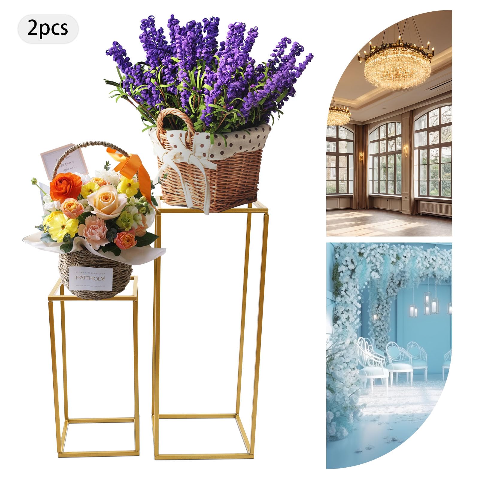 4 supporti per fiori da matrimonio, 40 cm, altezza 60 cm, in metallo, con colonna, centrotavola geometrica, per matrimoni, decorazioni per feste