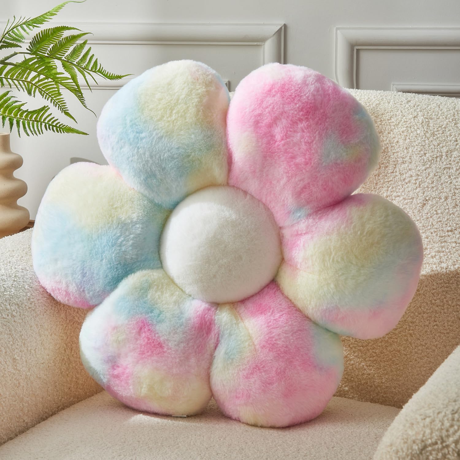 Flower Pillow,15.7In Daisy Pillow Colorful Pink Throw Pillows