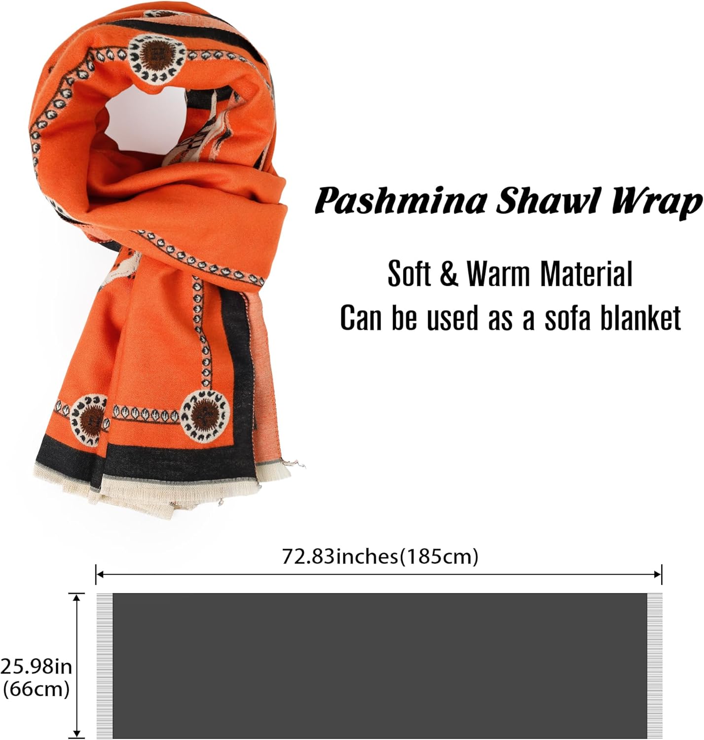 Winter Scarf Shawl Wraps for Women Warm Pashmina Soft Cashmere Feel - Image 6