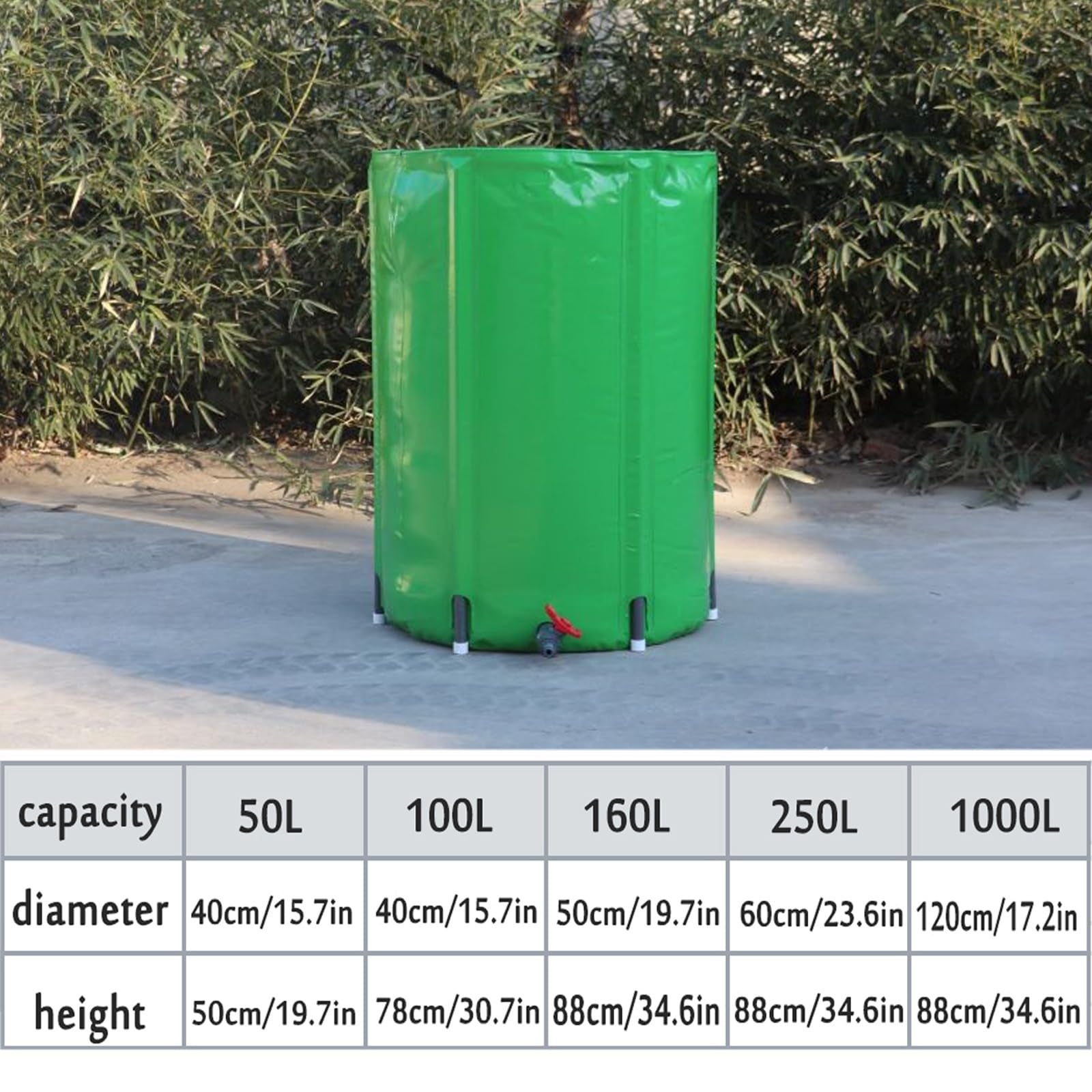 Barile pieghevole per la raccolta dell'acqua piovana da 160 l, con design a tenuta stagna per un facile approvvigionamento idrico, ideale per giardinaggio ecologico e uso esterno