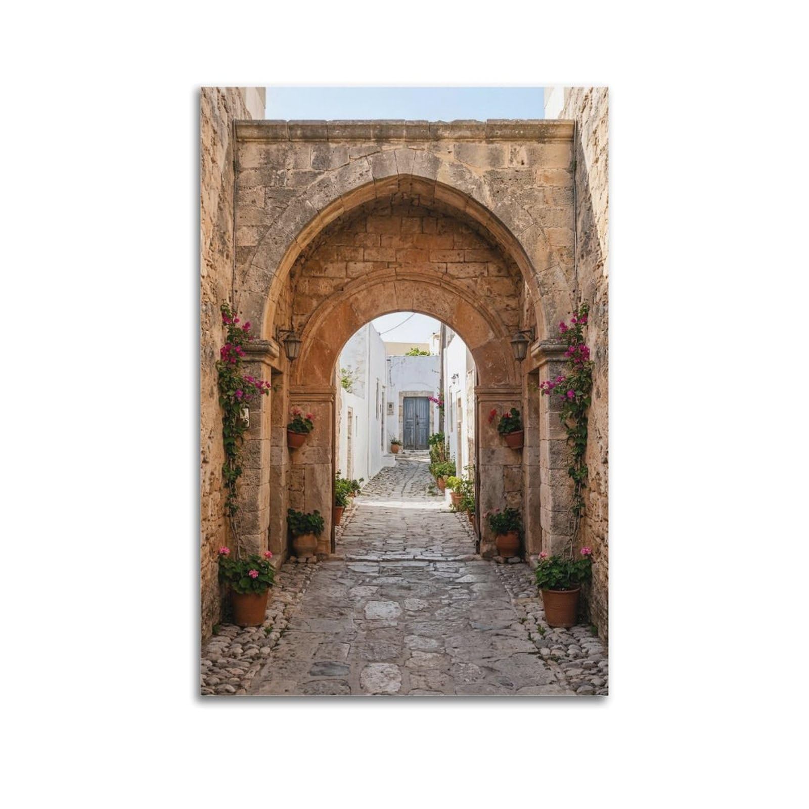 FQNYR Mediterranean Life Photo Arch Symmetry Poster Painting Canvas Wall Art Print20x30inch(50x75cm) Unframe-style