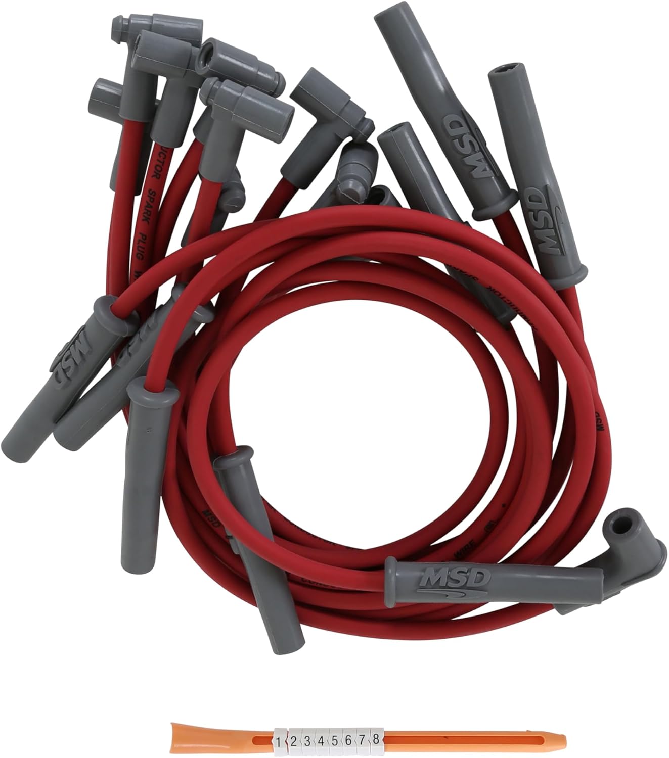 MSD 32189 Super Conductor Spark Plug Wire Set, Red